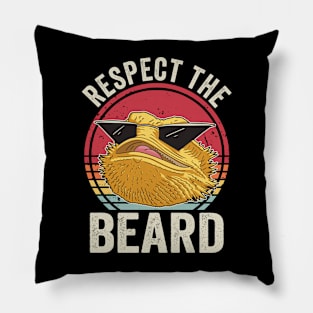 Respect The Beard Funny Bearded Dragon Pillow