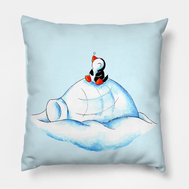 Home Sweet Igloo (South Pole) Pillow by KristenOKeefeArt