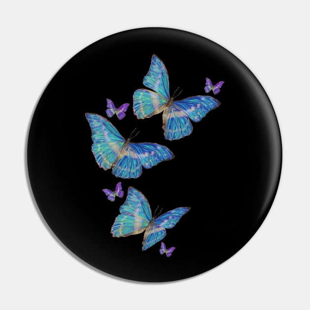 Flying Blue Butterflies Drawing Pin by leiriin