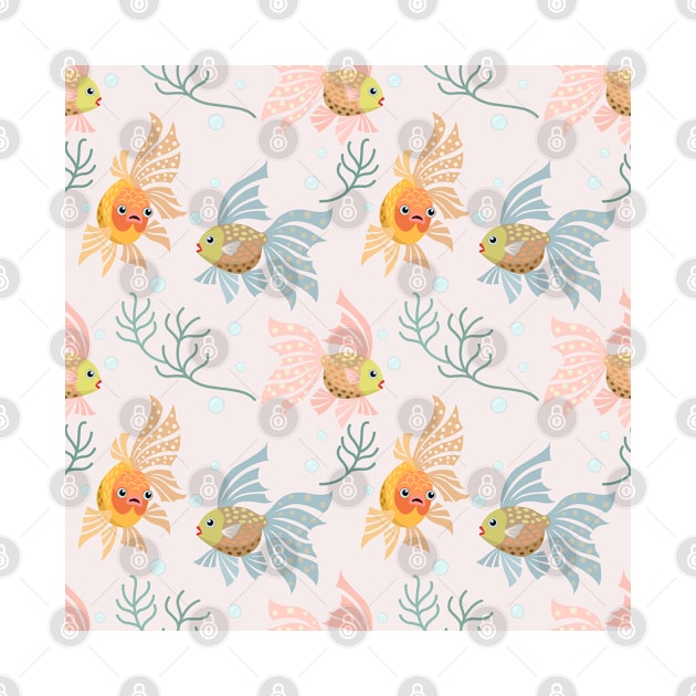 Gold fish Seamless Patterns by labatchino