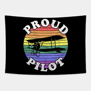 Retro LGBT Proud Pilot BiPlane Tapestry