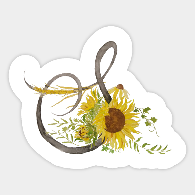 Letter S Calligraphy Sunflower Watercolor Fancy Letter S Sticker Teepublic Letter S Calligraphy Sunflower Watercolor Fancy Letter S Sticker Teepublic