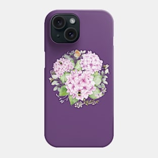 Sweet As Can Bee with Hydrangea Flora Watercolor Illustration No Lettering Phone Case