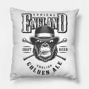 Vintage Gorilla head in monochrome style Pillow