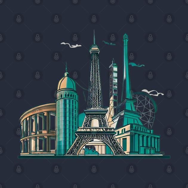 Designs that depict iconic and beautiful buildings from various parts of the world, such as the Eiffel tower, the Taj Mahal, the Colosseum or the Tower of Pisa by maricetak
