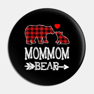 Mommom Bear Christmas Pajama Red Plaid Buffalo Gift Shirt Pin