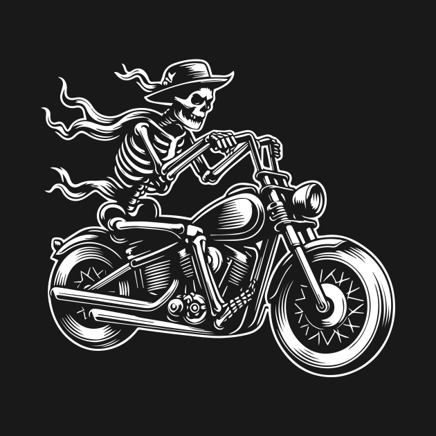 skeleton riding on the motorcycle by lkn