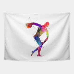 Discobolus in watercolor Tapestry