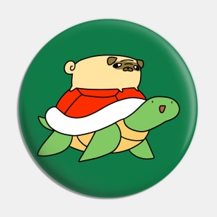 Pug and Red Shelled Turtle Pin