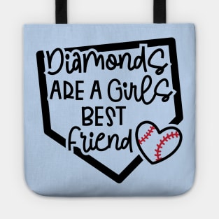 Diamonds Are A Girls Best Friend Softball Baseball Cute Tote