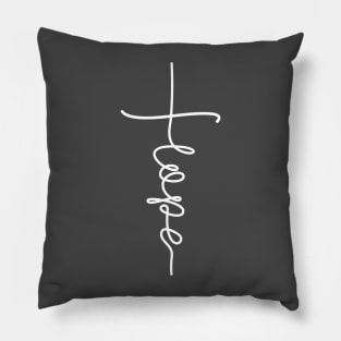 'Hope' Cross Religious Christian Design in white Pillow