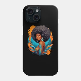 Black Woman Retro vintage psychedelic 80s disco tattoo design Phone Case