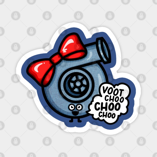 What Does The Cutest (Denim) Turbo say - Red Bow Magnet by hoddynoddy