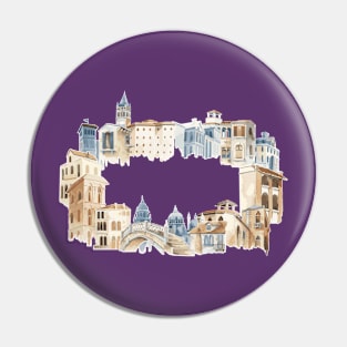 Mediterranean City Building Pin