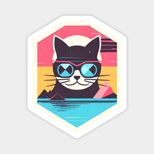 Cool cat with sunglasses on retro style Magnet