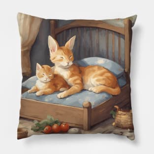 Whimsical Cat Family Pillow