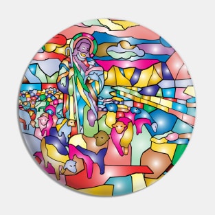 The Good Shepherd Colorful Mosaic Pin