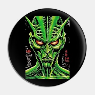 Retro Sci-Fi Green Space Alien Vintage Anime - Nostalgic Extraterrestrial Vibe Pin