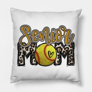 Senior Softball Mom Leopard Pillow