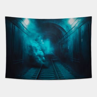 Epic blue smoke Metro tunnel Tapestry