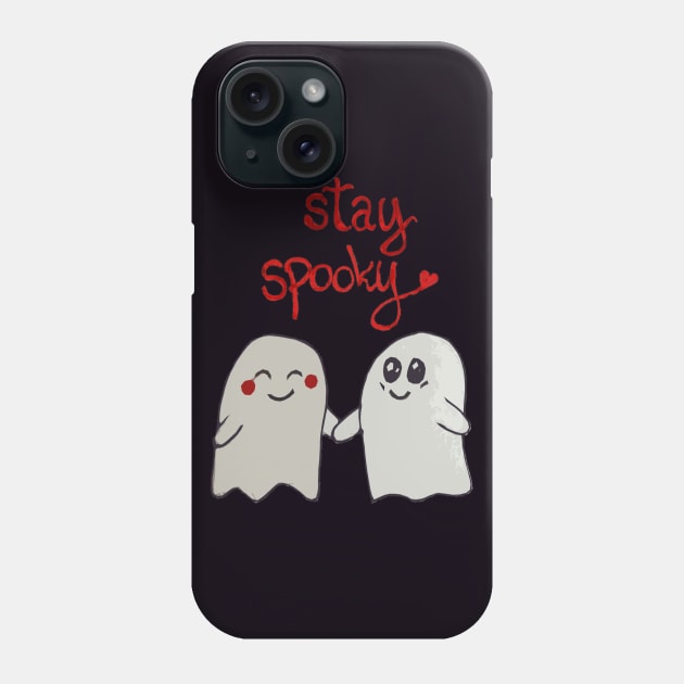 Stay spooky cute ghosts couple Phone Case by BoogieCreates