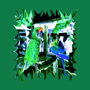Military Macaw Parrot of the Sunburst Greenery T-Shirt