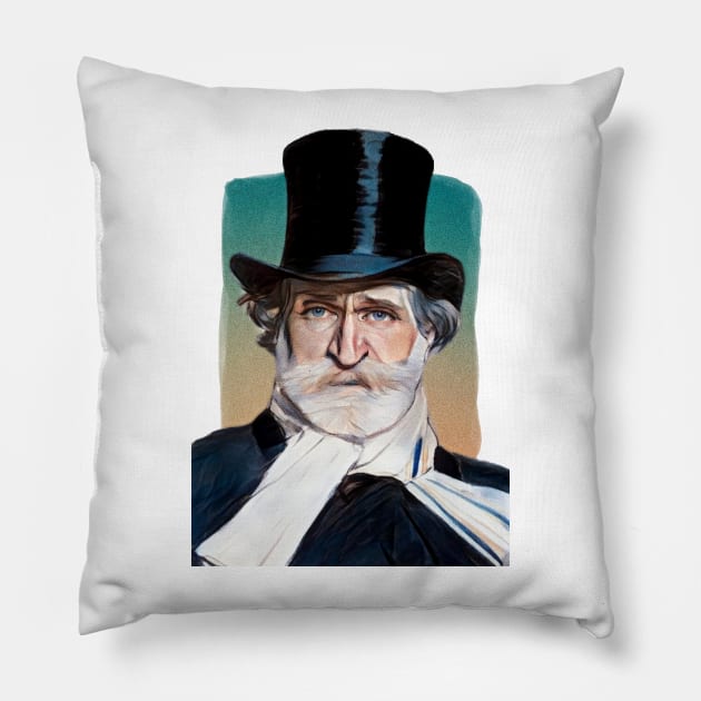 Italian Composer Giuseppe Verdi illustration Pillow by Litstoy 