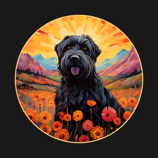 Black Russian Terrier Mountain Flower Cute Colorful Puppy Dog T-Shirt