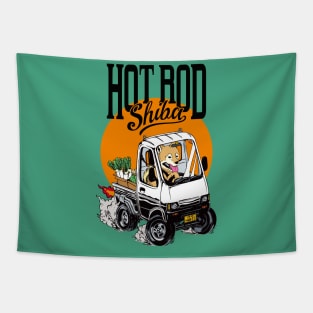 Hot rod Shiba (classic white) Tapestry