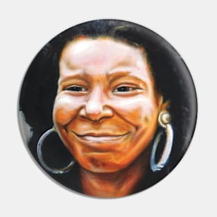 "SMILE"  Whoopi Goldberg Oil Portrait Pin