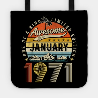 Awesome Since January 1971 Vintage 52nd Birthday Tote