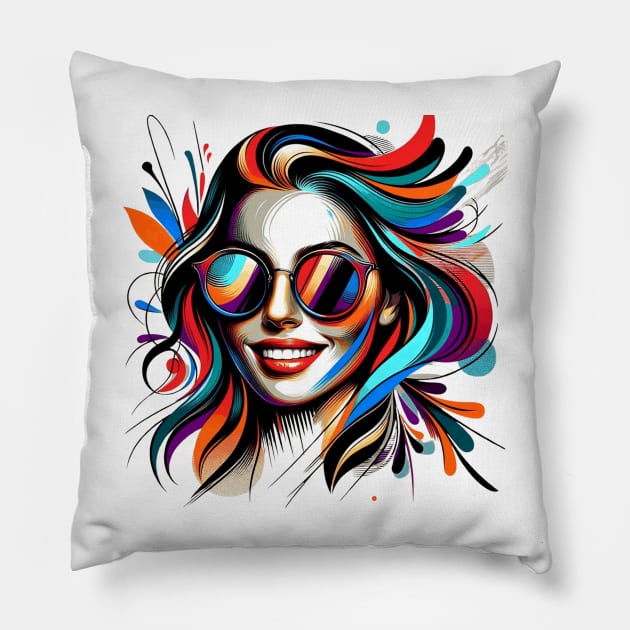 Volto Donna Trendy | Trendy Woman Face | Color Pillow by Betta's Collections