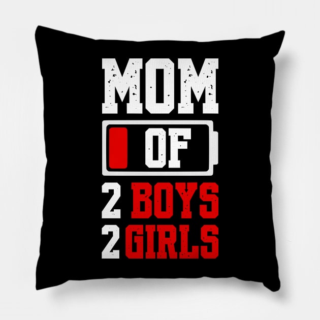 Mom of 2 Boys 2 Girls Shirt Gift from Son Mothers Day Birthday Women Pillow by Shopinno Shirts