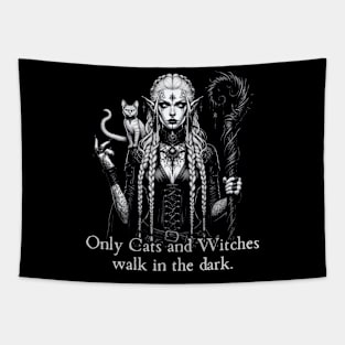 Witch With A Cat Tapestry