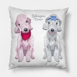 Two dogs Bedlington Terrier Pillow