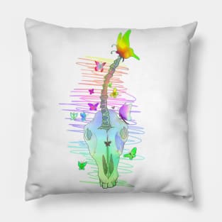 Rainbow Unicorn Skull Pillow