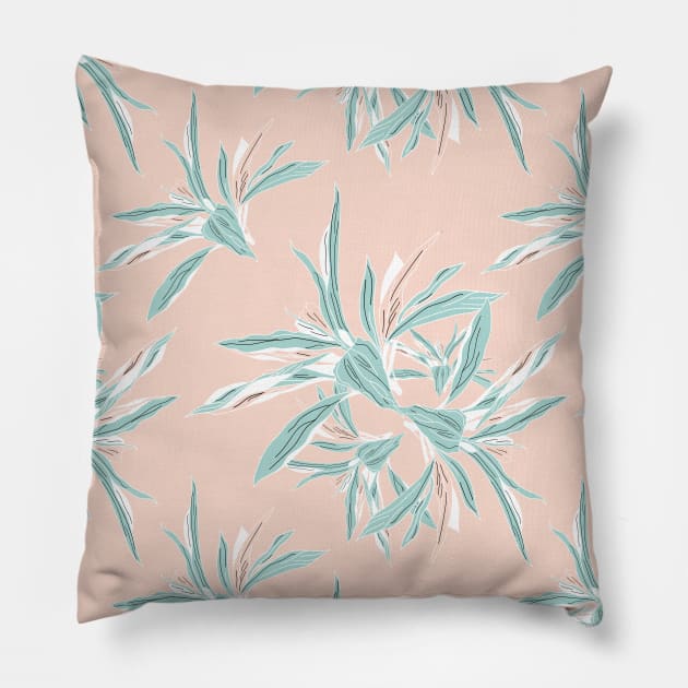 Hawaii soft pastel colors pattern Pillow by Earthy Planty