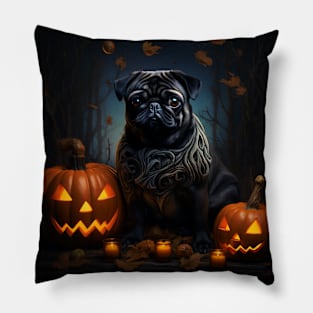 Pug Doggy Halloween Pillow