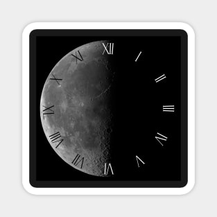 Waning crescent moon on black sky clock Magnet