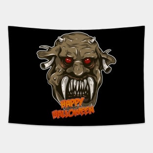 Happy Halloween Monster Face Tapestry