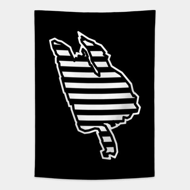 Thetis Island Silhouette in Black and White Stripes - Simple Line Pattern - Thetis Island Tapestry by Bleeding Red Paint