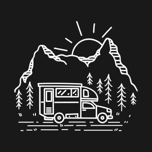 Handmade drawn Camping Illustration Art T-Shirt