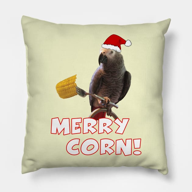 African Grey Parrot Holiday Christmas Santa Pillow by Einstein Parrot