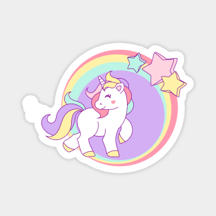 Little Pastel Unicorn with Stars Magnet