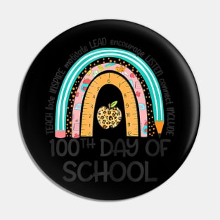 100Th Day Of School Teacher 100 Days Smarter Rainbow Pin