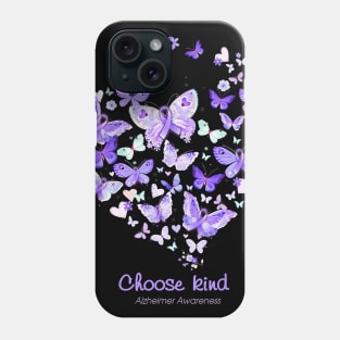 Choose Kind Alzheimer Awareness Butterflys Heart Gift Phone Case