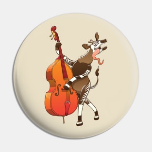 Cool okapi enthusiastically playing a double bass Pin