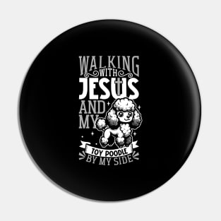 Jesus and dog - Toy Poodle Pin