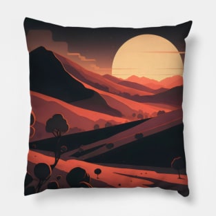 Stunning red landscape minimalist art Pillow