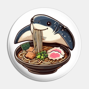 Eagle Ray Eating Ramen Pin